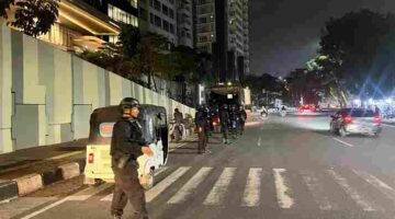 Patroli Brimob Polda Sumut.