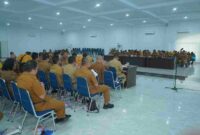 Wakil Bupati Asahan, Rianto, S.H., M.A.P., membuka Rapat Koordinasi Pemerintahan (Rakorpem) Kabupaten Asahan yang berlangsung di Aula Melati Kantor Bupati Asahan, Selasa (23/6/2026).