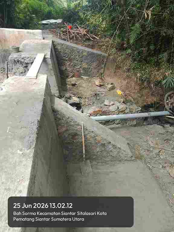 Kondisi Proyek rehabilitasi bendung senilai 399 juta di Bah Sorma, Pematangsiantar
