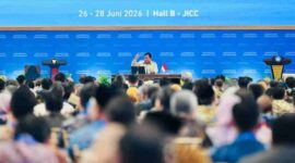 Presiden Prabowo Subianto membuka Sarasehan Kebangsaan Konvensi Sains, Teknologi, dan Industri Indonesia (KSTI) Tahun 2026 yang digelar di Jakarta International Convention Center (JICC), Jakarta, pada Jumat, 26 Juni 2026. Foto: BPMI Setpres