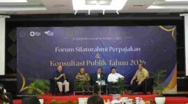 Forum Silaturahmi Perpajakan dan Konsultasi Publik Tahun 2026 di Aula Istana Maimun, Gedung Kanwil DJP Sumut I, Medan, pada Rabu (29/7/2026).