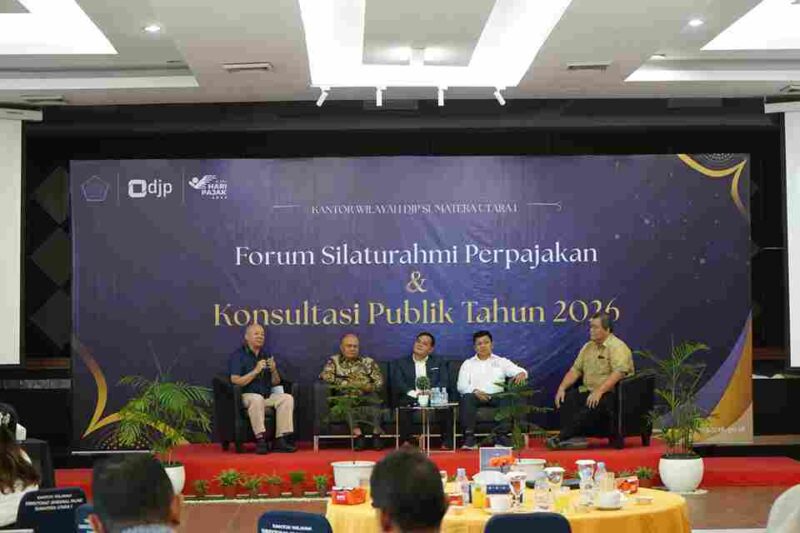 Forum Silaturahmi Perpajakan dan Konsultasi Publik Tahun 2026 di Aula Istana Maimun, Gedung Kanwil DJP Sumut I, Medan, pada Rabu (29/7/2026).