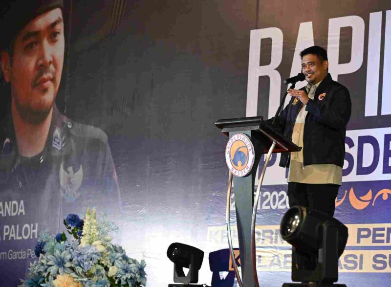 Gubernur Sumatera Utara (Sumut) Bobby Afif Nasution membuka Rapat Pimpinan Wilayah I Dewan Pimpinan Wilayah (DPW) Garda Pemuda Nasional Demokrat (GP Nasdem) Sumut, di Ballroom JW.Marriot Hotel Jalan Putri Hijau Nomor 10 Medan, Minggu (12/7/2026) malam. 
