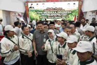 Bobby Nasution saat menghadiri penutupan Pelatihan dan Pendidikan Tani Merdeka Sumut-Aceh yang berlangsung di Aula Badan Pengembangan Sumber Daya Manusia (BPSDM) Provinsi Sumatera Utara, Kota Medan, pada Selasa (28/7/2026).