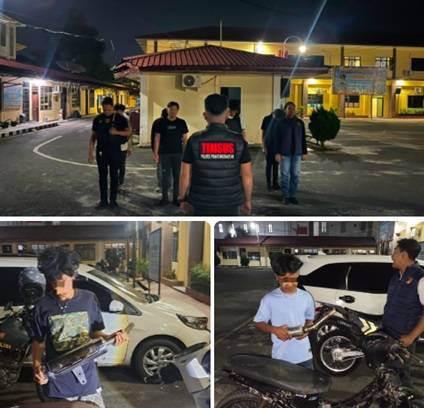 Polres Pematangsiantar menindak enam sepeda motor berknalpot brong saat patroli malam guna mengantisipasi balap liar, premanisme, dan gangguan kamtibmas.