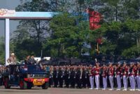 Presiden Prabowo Subianto memimpin Upacara Peringatan ke-80 Hari Bhayangkara Tahun 2026 di Lapangan Satuan Latihan Korbrimob, Cikeas, Kabupaten Bogor, pada Rabu, 1 Juli 2026. Foto: BPMI Setpres