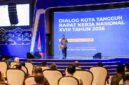 Wali Kota Pematangsiantar Wesly Silalahi menghadiri Dialog Kota Tangguh pada Rakernas APEKSI XVIII 2026 di Medan.