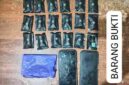 polisi menyita 18 cartridge vape berisi cairan yang diduga mengandung Etomidate, satu plastik berwarna ungu, serta dua unit telepon genggam.
