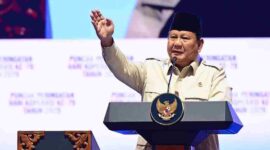 Presiden Prabowo Subianto menyampaikan pidatonya pada Puncak Peringatan Hari Koperasi ke-79 Tahun 2026 yang digelar di Indonesia Arena, Jakarta, pada Minggu, 12 Juli 2026. 