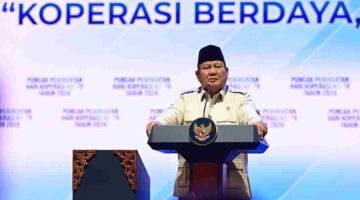 Presiden Prabowo Subianto menghadiri Puncak Peringatan Hari Koperasi ke-79 Tahun 2026 yang digelar di Indonesia Arena, Jakarta, pada Minggu, 12 Juli 2026.