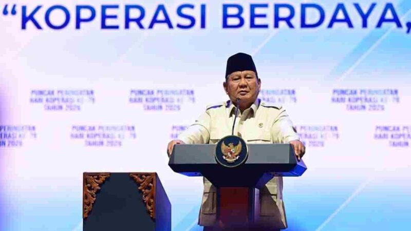 Presiden Prabowo Subianto menghadiri Puncak Peringatan Hari Koperasi ke-79 Tahun 2026 yang digelar di Indonesia Arena, Jakarta, pada Minggu, 12 Juli 2026.