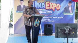 upati Asahan Taufik Zainal Abidin membuka Expo Inovasi UNA 2026.