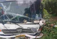 Kondisi kendaraan usai mengalami insiden rem blong di Jalan Justin Sihombing Pematangsiantar.