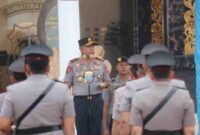 Kapolda Sumatera Utara Irjen Pol. Whisnu Hermawan Februanto, S.I.K., M.H., memimpin upacara serah terima jabatan (sertijab) dan pelantikan 24 pejabat utama (PJU) Polda Sumatera Utara serta Kapolres jajaran di Lapangan KS Tubun Mapolda Sumut pada Senin (13/7/2026).
