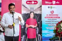 Gubernur Bobby Nasution meresmikan penerbangan perdana Wings Air Kualanamu–Mandailing Natal.