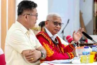 Wakil Gubernur Sumatera Utara (Sumut) Surya, bersama Bupati Nias Selatan Sokhiatulo Laia didampingi sejumlah OPD melakukan rapat penguatan Program Gubernur dan Wakil Gubernur terkait UHC, bersama kepala perangkat daerah dan Forkopimda Nias Selatan, di Kantor Bupati Nias Selatan, Rabu (12/8/2026) 