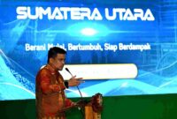 Gubernur Sumatera Utara (Sumut) Muhammad Bobby Nasution bersama Menteri Usaha Mikro, Kecil, dan Menengah (UMKM) Maman Abdurrahman, Wakil Kepala BRIN Amarulla Octavian, Rektor USU  Muryanto Amin, serta Walikota Medan Ricko Waas, menghadiri acara Bursa Wirausaha Unggulan yang digelar oleh Universitas Sumatera Utara (USU) di Gedung Auditorium USU, Kamis (20/8/2026). 