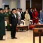 Gubernur Sumatera Utara (Sumut) Muhammad Bobby Afif Nasution melantik Timur Tumanggor sebagai Penjabat (Pj) Sekretaris Daerah Provinsi (Sekdaprov) Sumut di Aula Rajainal Siregar (RIS), Kantor Gubernur Sumut, Jalan Pangeran Diponegoro Nomor 30 Medan, Jumat (14/8/2026).