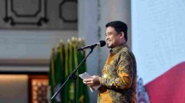 Gubernur Sumatera Utara (Sumut) Bobby Nasution menghadiri acara Pengukuhan Kepala Otoritas Keuangan (OJK) Provinsi Sumut di Aula Raja Inal Siregar Kantor Gubernur Sumut Jalan Diponegoro Kota Medan, Jumat (31/7/2026). Triyoga Laksito dikukuhkan sebagai Kepala OJK Provinsi Sumut yang baru menggantikan Khoirul Muttaqien