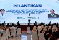 Gubernur Sumatera Utara (Sumut) Muhammad Bobby Afif Nasution menghadiri dan memeberi sambutan pada  Pelantikan Pengurus Dewan Harian Daerah (DHD) Badan Pembudayaan Kejuangan 45 Provinsi Sumut Masa Bakti 2026-2031 di Aula Raja Inal Siregar Kantor Gubernur Sumatera Utara Jalan Diponegoro Kota Medan, Selasa (4/8/2026).
