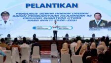 Gubernur Sumatera Utara (Sumut) Muhammad Bobby Afif Nasution menghadiri dan memeberi sambutan pada  Pelantikan Pengurus Dewan Harian Daerah (DHD) Badan Pembudayaan Kejuangan 45 Provinsi Sumut Masa Bakti 2026-2031 di Aula Raja Inal Siregar Kantor Gubernur Sumatera Utara Jalan Diponegoro Kota Medan, Selasa (4/8/2026).