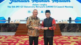 Pj Sekdaprov Sumut Sulaiman Harahap menghadiri Jamuan Makan Malam 5th IMT-GT University Network (UNINET) Council Meeting yang diselenggarakan di Aula Raja Inal Siregar, lantai 2 Kantor Gubernur Sumut, Jalan Diponegoro No. 30, Medan, Kamis Malam (30/7/2026). 