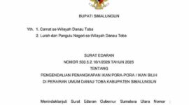 Bupati Simalungun menerbitkan SE pengendalian penangkapan ikan pora-pora di Danau Toba.