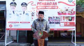 Bupati Asahan Taufik Zainal Abidin memimpin pembagian 7.230 Bendera Merah Putih.
