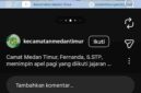 Postingan Instagram Kecamatan Medan Timur. (Foto: instagram kecamatan Medan Timur)