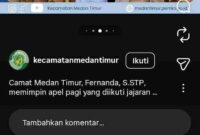 Postingan Instagram Kecamatan Medan Timur. (Foto: instagram kecamatan Medan Timur)
