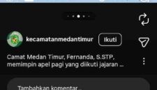 Postingan Instagram Kecamatan Medan Timur. (Foto: instagram kecamatan Medan Timur)