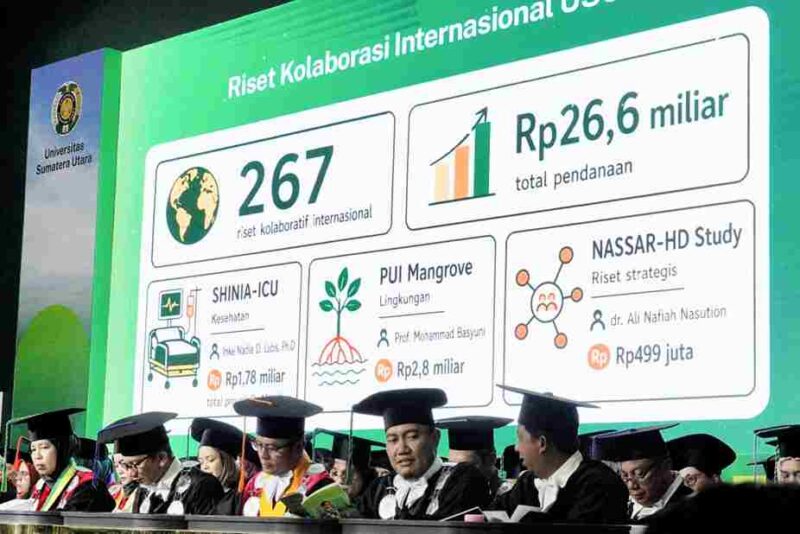 Sidang Terbuka Dies Natalis ke-74 Universitas Sumatera Utara (USU) di Auditorium Kampus USU, Medan, Kamis (20/8/2026).