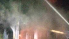 Lima ruko di Jalan Bandung, Pematangsiantar, terbakar pada Sabtu malam.