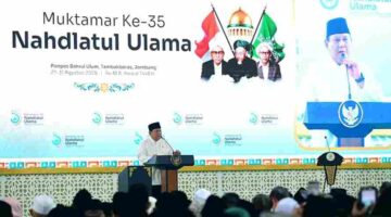 Presiden saat membuka Muktamar ke-35 Nahdlatul Ulama di Jombang, Jawa Timur, Kamis (27/8/2026).