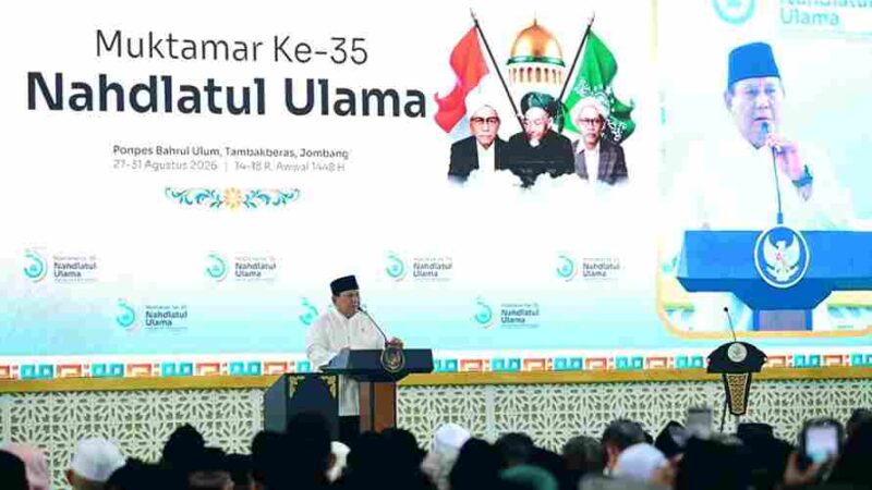 Presiden saat membuka Muktamar ke-35 Nahdlatul Ulama di Jombang, Jawa Timur, Kamis (27/8/2026).