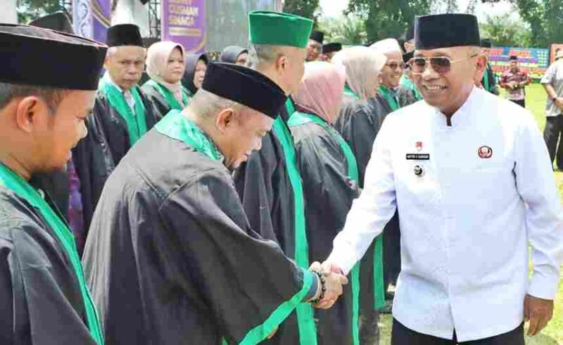 Bupati Simalungun saat menghadiri Musabaqah Tilawatil Qur'an (MTQ) Ke-52 Tingkat Kabupaten Simalungun Tahun 2026 di Lapangan Sepak Bola PTPN IV Regional I Kebun Bangun, Nagori Pematang Sahkuda, Kecamatan Gunung Malela, Senin (18/5/2026).