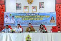 Sosialisasi pencegahan kekerasan terhadap anak yang digelar di Aula Kantor Bupati Samosir, Selasa (7/7/2026).