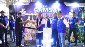 Pemerintah Provinsi Sumatera Utara (Sumut) melalui Badan Pendapatan Daerah (Bapenda) Sumut pada wilayah UPT Samsat Medan Utara melaunching program layanan bayar pajak kendaraan malam hari setiap akhir pekan di Jalan Nibung Raya, Kecamatan Medan Petisah, Kota Medan, Sabtu (5/9/2026). 