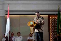 Gubernur Sumatera Utara (Sumut) Bobby Nasution menghadiri dan memberi sambutan pada Pelantikan Ikatan Keluarga Minangkabau (IKM) Sumut dan Seminar Adat Budaya Minangkabau di Aula Raja Inal Siregar Kantor Gubernur Sumut Jalan Diponegoro Kota Medan, Sabtu (26/9/2026).