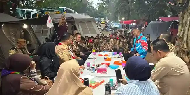 Wabup Asahan Rianto mengunjungi kontingen Jamnas XII 2026 di Cibubur.