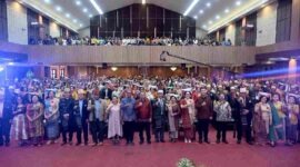 Timur Tumanggor saat menghadiri puncak Pesta Olob-Olob GKPS Resort Medan Barat di Hall Universitas Prima Indonesia, Jalan Ayahanda, Kota Medan, Minggu (13/9/2026)