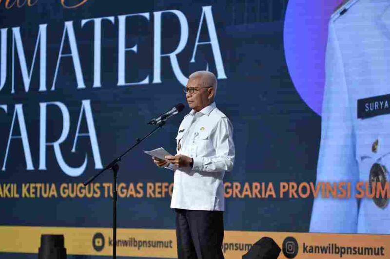 Wakil Gubernur Sumatera Utara (Sumut) Surya bersama Pj Sekretaris Daerah Provinsi Sumut Timur Tumanggor menghadiri dan membuka Rapat Koordinasi Awal Reforma Agraria Provinsi Sumut Tahun 2026 di Aula Raja Inal Siregar Lantai 2 Kantor Gubernur Sumut Jalan Diponegoro Kota Medan, Rabu (2/9/2026)