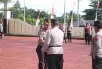 Upacara Laporan Kenaikan Pangkat Pengabdian bagi Kompol Suit Purba Dasuha, S.H., M.H., di Lapangan Apel Polres Simalungun, Jalan Jon Horailam Saragih Nomor 110, Pematang Raya, Kabupaten Simalungun, Senin (31/8/2026) sekitar pukul 08.30 WIB.