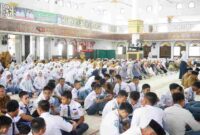 Suasana peringatan Maulid Nabi Muhammad SAW tingkat Kabupaten Asahan di Masjid H. Agung Achmad Bakrie Kisaran, Senin (31/8/2026).