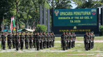 Upacara Penutupan Pendidikan Pertama Tamtama TNI Angkatan Darat (TNI AD) Gelombang II Tahun Anggaran 2026 yang berlangsung di Lapangan Jenderal Soedirman, Rindam I/Bukit Barisan, Jalan Argasari, Kelurahan Setia Negara, Kecamatan Siantar Sitalasari, Kota Pematangsiantar, Rabu (9/9/2026) pagi.