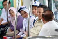 Presiden Prabowo naik LRT Jakarta