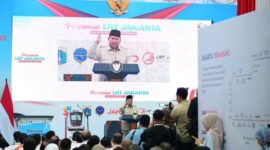 Presiden Prabowo Subianto saat peresmian LRT Jakarta rute Kelapa Gading–Manggarai di Stasiun LRT Manggarai, Jakarta, Rabu, 16 September 2026,