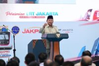 Presiden Prabowo Subianto meresmikan LRT Jakarta Jalur Kelapa Gading–Manggarai di Stasiun LRT Manggarai, Jakarta Selatan, pada Rabu, 16 September 2026.
