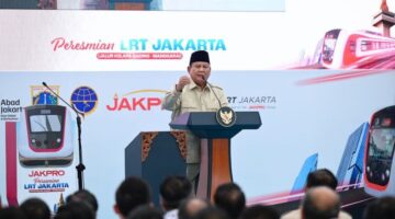 Presiden Prabowo Subianto meresmikan LRT Jakarta Jalur Kelapa Gading–Manggarai di Stasiun LRT Manggarai, Jakarta Selatan, pada Rabu, 16 September 2026.