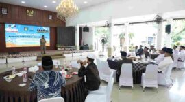 Bupati Asahan Taufik Zainal Abidin saat menerima silaturahmi pimpinan Baznas se-Sumatera Utara di Pendopo Rumah Dinas Bupati Asahan, Senin (21/9/2026) sekitar pukul 13.00 WIB.